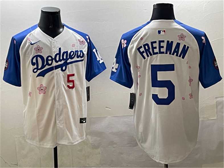 Men%27s Los Angeles Dodgers #5 Freddie Freeman White Royal 2025 Tokyo Series Limited Stitched Jersey->los angeles dodgers->MLB Jersey